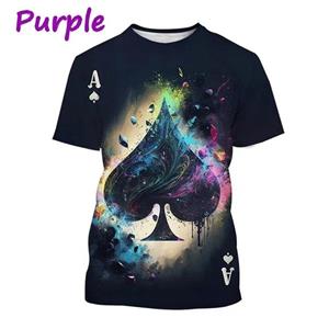 Chengyu Ace Of Spades 3D-geprint grappig T-shirt met schaak- en pokerpatroon Herenmode O-hals Korte mouwen Casual tops Tees XS
