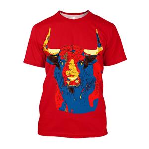 Chengyu 3D Noord-Afrikaanse stier bedrukt T-shirt voor heren Oversized gladde Spaanse stierengevechten T-shirts Streetwear kleding T-shirts Tops S