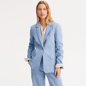 ANNE WEYBURN Slim-fit lang vest van zuiver linnen