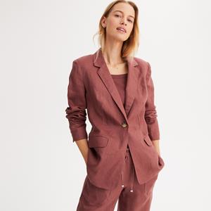 ANNE WEYBURN Slim-fit lang vest van zuiver linnen