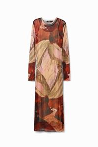 Desigual Gebreide midi-jurk landschap - BROWN