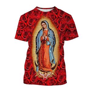 Chengyu Moeder van God Maagd Maria T-shirt Herenmode Korte Mouw 3d Print Christelijk T-shirt Trend Casual Zomer Comfortabele Tops XL