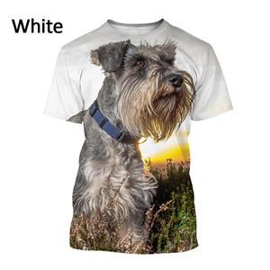 Chengyu Schnauzer Puppy 3D T-shirt Mannen en Vrouwen Casual Schattige Hond T-shirt Harajuku Stijl Dierenprint Streetwear Tees Tops XXS