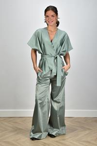 Sea Me Happy wide-leg broek Super Woody Shiny Cotton groen