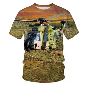 Chengyu Trend 3D Print Helicopter Grafisch T-shirt Voor Heren Ronde Hals Vliegtuig Tee Tops Streetwear Oversized Losse T-shirt Homme Mannelijke Kleding XS