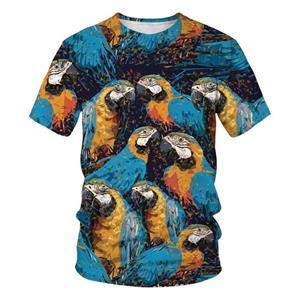 Chengyu Kunst Papegaai Vogel Patroon T-shirt Voor Heren Mode Ronde Hals Top Harajuku Casual 3D Print Dier Korte Mouw T-shirts Kleding XS