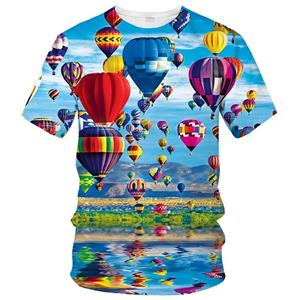 Chengyu Heteluchtballon T-shirt voor heren Mode 3D-printen T-shirt met korte mouwen Casual ronde hals Tops Straat T-shirts Dameskleding XXS