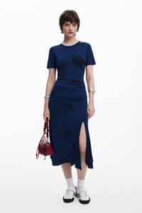 Desigual Asymmetrische jurk met postkaarten - BLUE