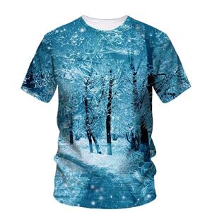 Chengyu Mode Nieuwe Winterlandschap Grafische T-shirts Voor Mannen Casual Trend Oversized Ronde Hals Korte Mouw Gedrukt Man Tees Tops XXS