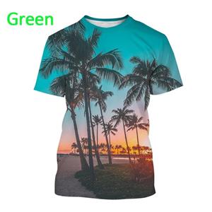 Chengyu Zomer Heren Palmboom Patroon 3D Geprint Korte Mouw Casual Mode Hawaiiaanse Stijl Streetwear T-shirts Tops XXS