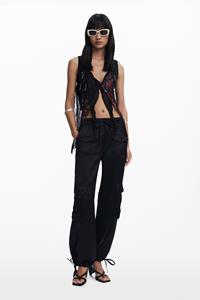 Desigual Satijnen cargobroek - BLACK