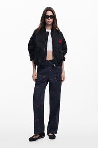 Desigual Broek met ruiten en kersen - BLACK