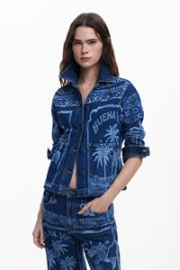 Desigual Denim jack met palmbomen - BLUE