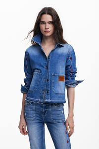 Desigual Denim jack met bloemen - BLUE