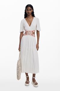 Desigual Cut-out jurk met borduursels - WHITE