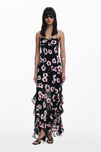 Desigual Midijurk met klaprozen en ruches - BLACK