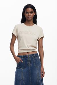 desigual T-shirt met logo en studs - WHITE