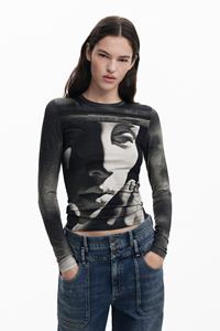 desigual Lange mouwen T-shirt met sculptuur - BLACK