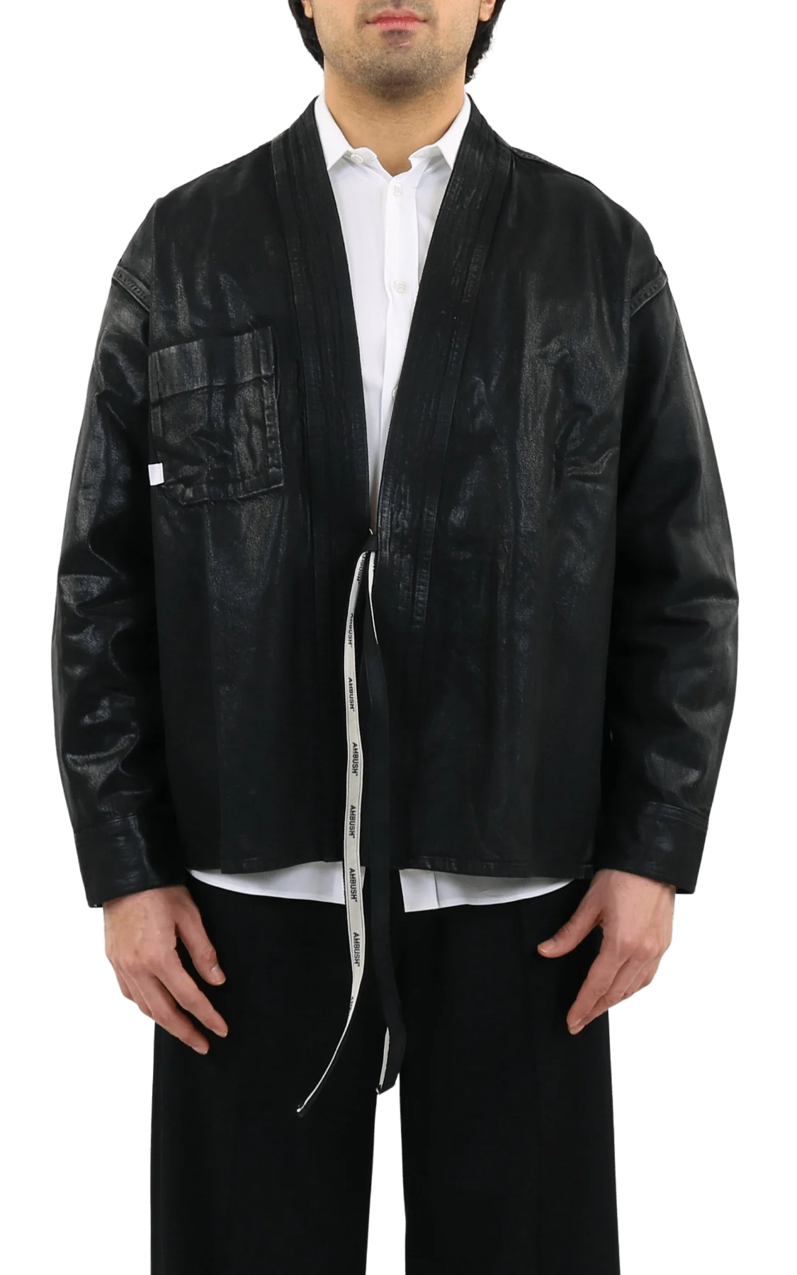AMBUSH Heren coated denim kimono shirt blac