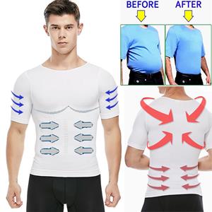 Enjoy Your Daily Life Compressieshirt voor heren Ondershirt Afslankende tanktop Workout Buik Slanke Body Shaper Buikcontrole Shapewear Atletisch Sport T-shirt L zwart