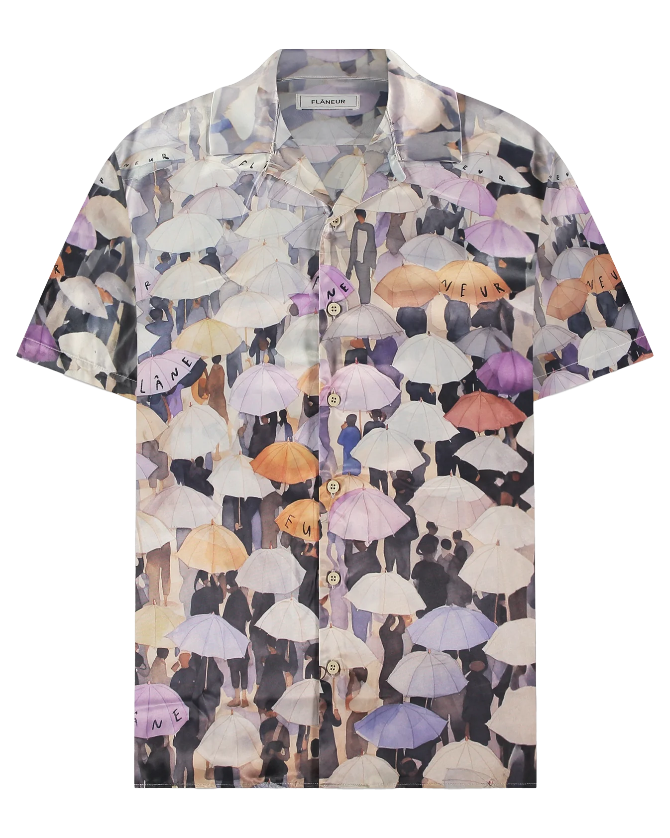 Flaneur Homme Heren umbrella viscose shirt purple
