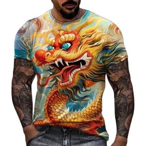 Chengyu Mode Nieuwe Mannen Chinese Draak Grafische T-shirts Zomer Casual Hip Hop Street Style Persoonlijkheid Gedrukt O-hals Korte Mouw Tees XXS