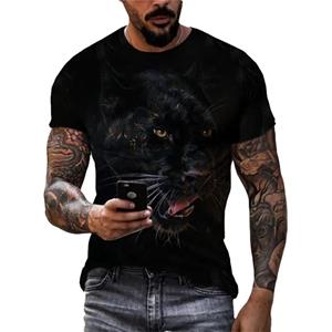 Chengyu Mode Populaire Nieuwe Panther grafische t-shirts Zomer Trend Mannen Casual Knappe Korte Mouw 3D Animal Printing O-hals Tees Tops XXS