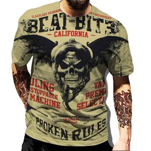 Bobby 2 T-shirt voor heren Retro Streewear Skull Print Hip Hop Man Kleding Grafische T-shirts Harajuku Mannelijke Korte Mouw Tee Trend Kleding M