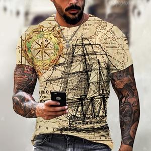 ETST 03 Kompas Print T-shirt Vintage Heren Korte Mouw Shirt Nautische Tops Zomer O-hals Sweatshirt Tees Designer Dagelijkse Herenkleding S