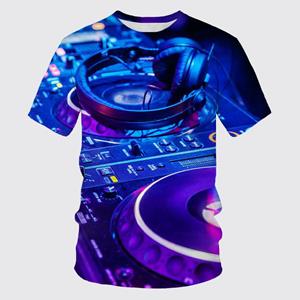 Chengyu Fshion Fun 3D Printing Nachtclub Muziek T-shirt Heren Casual Hip Hop Party DJ Tees Top Zomer Straat Korte Mouwen Oversized T-shirts XXS