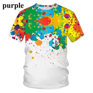 Chengyu Mode Kleur Splash Inkt Druppel Kleur 3D Print T-shirt Geschikt voor Mannen Mode Casual T-shirt met Korte Mouwen XXXL
