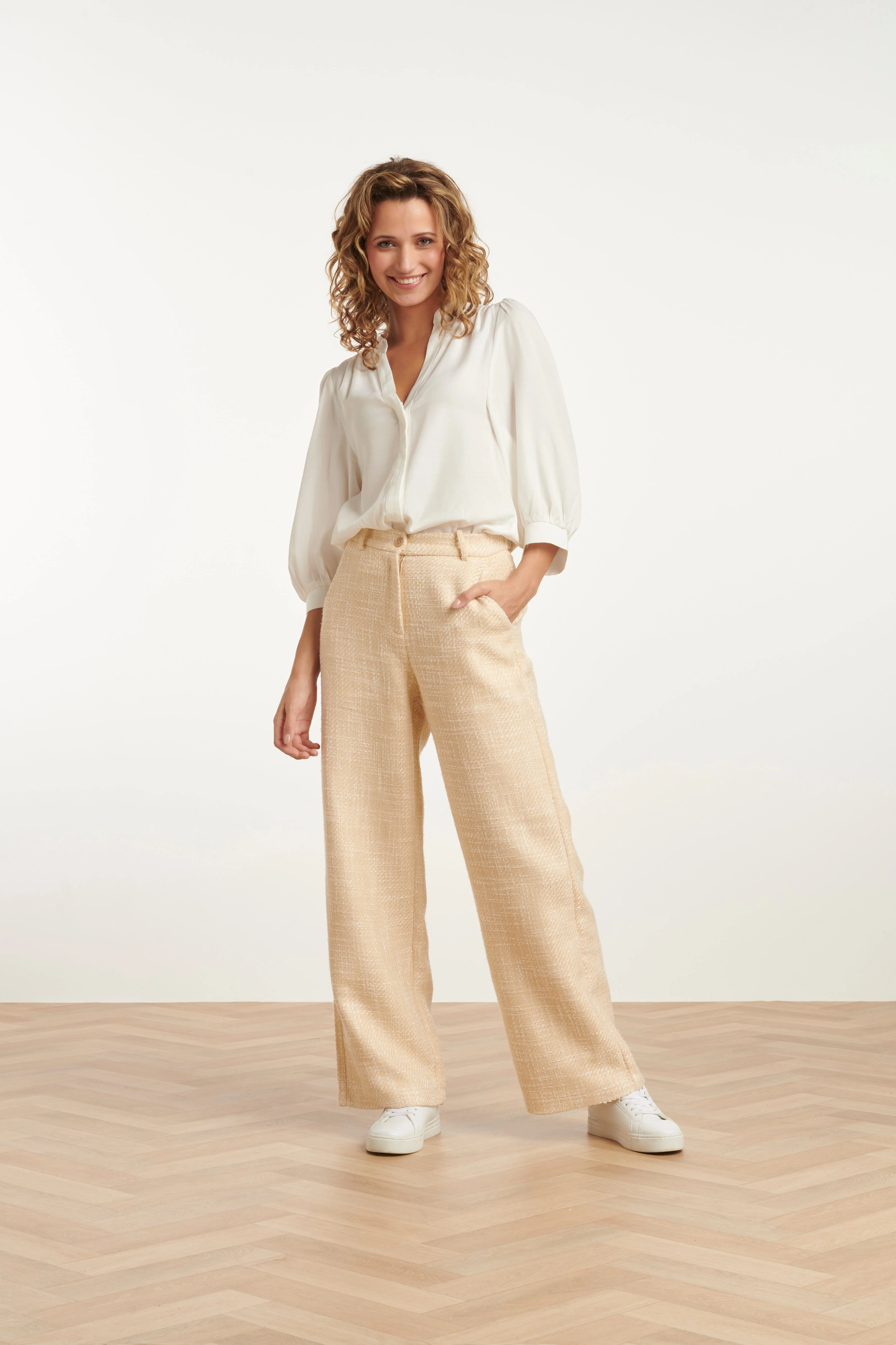 Smashed Lemon 25114 sand tweed zomerbroek