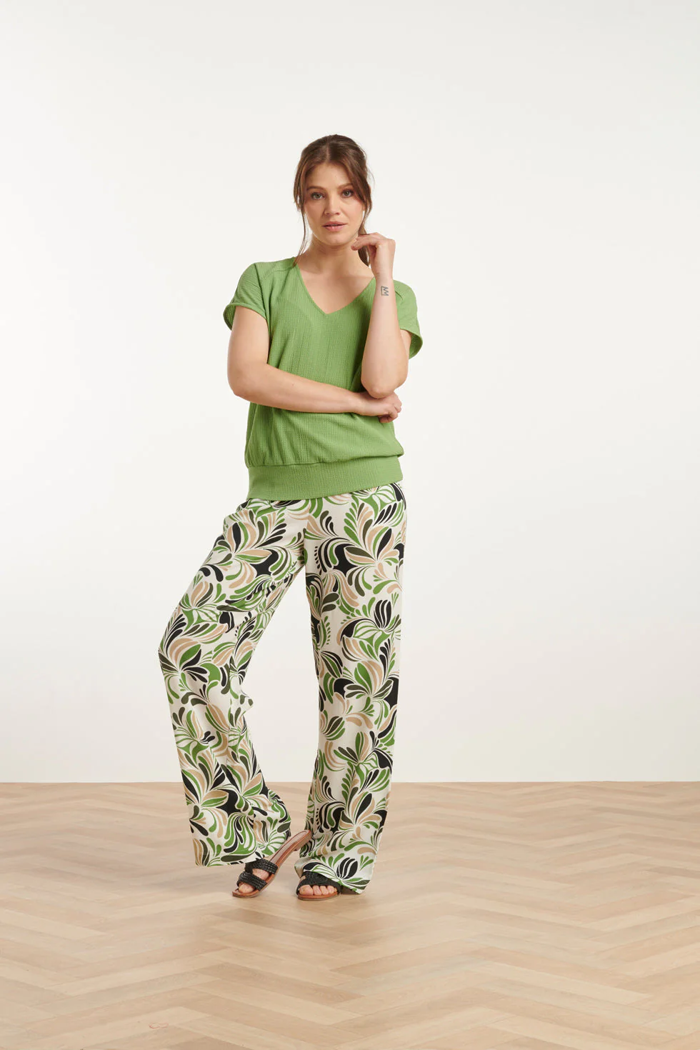 Smashed Lemon 25153 witte grafische geprinte broek