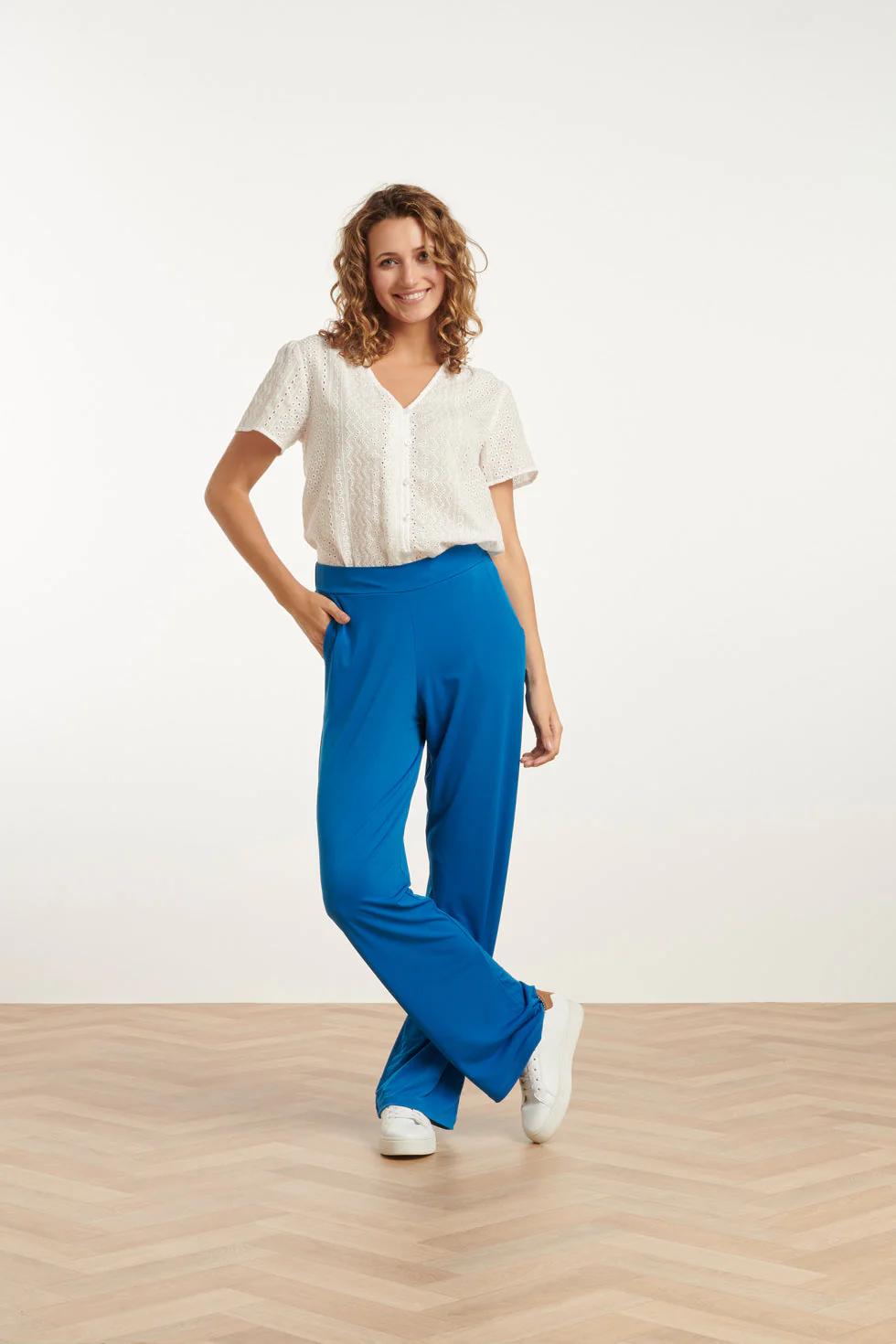 Smashed Lemon 25174 cobalt blauwe stretch broek