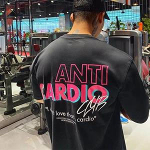 Mingxin clothing Man Casual Oversized Korte Mouwen Katoenen T-shirt Gym Fitness Mannelijke Training Workout Tees Top S zwart