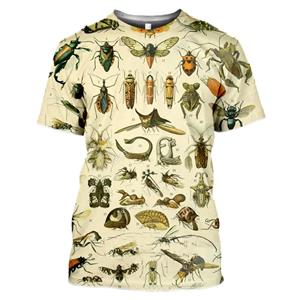 Laoxu Nieuwe modetrends Zomer Heren 3D-geprint T-shirt, Insecten bedrukte kleding, Vogels, Vlinders, Harajuku, Casual, Unisex Top S wit