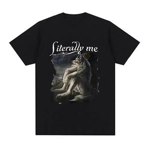 ETST 009 Zittende Wolf Letterlijk Ik Grappige Meme T-shirt Dames casual korte mouwen plus size T-shirt Hip Hop Retro T-shirt Mannen/Vrouwen S