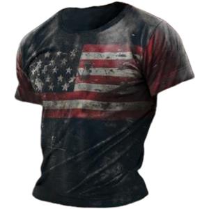 ETST 005 Amerikaanse heren T-shirts Casual Losse ronde hals Amerikaanse vlag Korte mouwen Tops T-shirts Streetwear Herenkleding Oversized T-shirts 3XL M