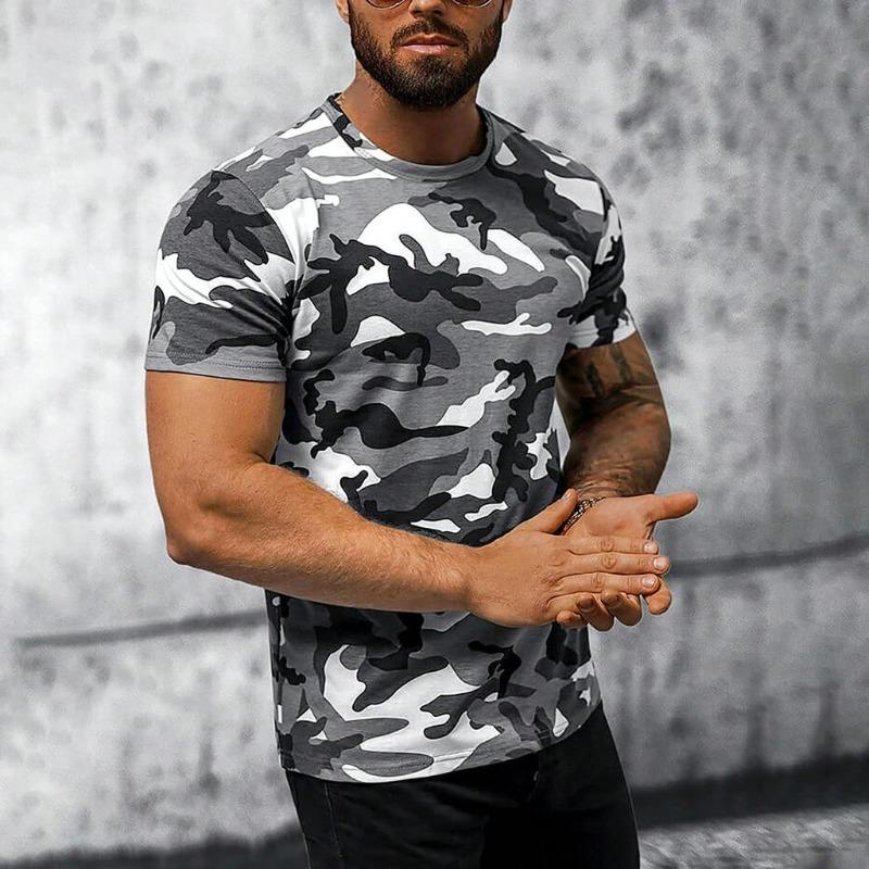 Forever Men Zomer T-shirt Herenmode Camouflage Bedrukt Outdoor Korte Mouw Casual T-shirt 3D Grote Maat Heren Top S blauw