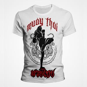 Laoxu Muay Thai Gym Grafisch T-shirt voor heren 3D Thai Boxing Sport Bedrukte T-shirts Kinderen Coole Streetwear Korte mouwen Snel drogende tops S wit
