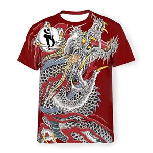 ETST 03 Dragon Tattoo Polyester T-shirts Yakuza Mannelijke Grafische Tops Dunne T-shirt O-hals S