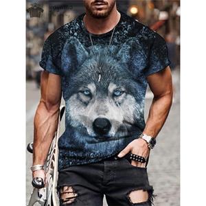 ETST 07 3d Animal Wolf Print Heren T-shirt Mode Casual Trend Persoonlijkheid Print Korte Mouw T-shirts Hip Hop Harajuku Streetwear L
