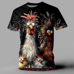 WowClassic Hip Hop Grappige Rooster Print Casual Straat Stijl Zomer Heren 3d Geprint T-shirt Sport Buiten Vakantie O Kraag Losse Casual Asian size S