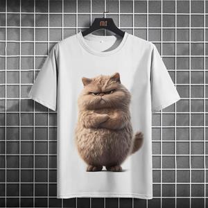 ETST 03 Grappig dier heren T-shirt schattig kattenpatroon 3D bedrukte T-shirts casual losse pasvorm korte mouw T-shirt oversized herenkleding top S