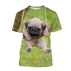 ETST 07 Dier Hond Mopshond T-shirt Anime 3D Grafisch Voor Koppels Mannen Vrouwen Volwassenen Maskerade 3D Print Casual Dagelijks L