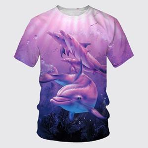ETST0011 Zomer Dolfijn T-shirts Leuke Zeedier 3D Geprint Streetwear Mannen Vrouwen Casual Mode Oversized T-shirt Kinderen T-shirts Tops Kleding 100cm