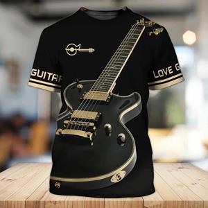 Bobby 2 gibson gitaar Heren T-shirts elektrische gitarist rockeras tees muziekschool ontwerp 3d print Kleding Dames Aangepaste naam S