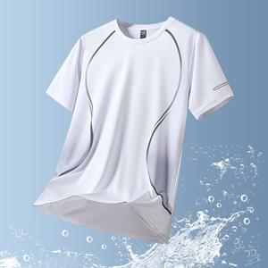 Lucky ioom Clothes Ice Silk T-shirt met korte mouwen voor heren, hardlopen Ice Silk, snel drogende kleding, dunne sporttop met ronde hals XXXXXL