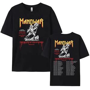 Planet clothing wholesale Manowar Hip Hop Band Print T-shirts The Blood Our Enemies Tour 2025 Tees Korte Mouw Katoenen T-shirt Grafisch Shirt XS