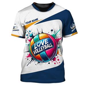 Bobby 2 volleybal uniform gepersonaliseerde aanpassing naam unisex 3D print heren T-shirt mode shirt atleet snel drogende kleding S